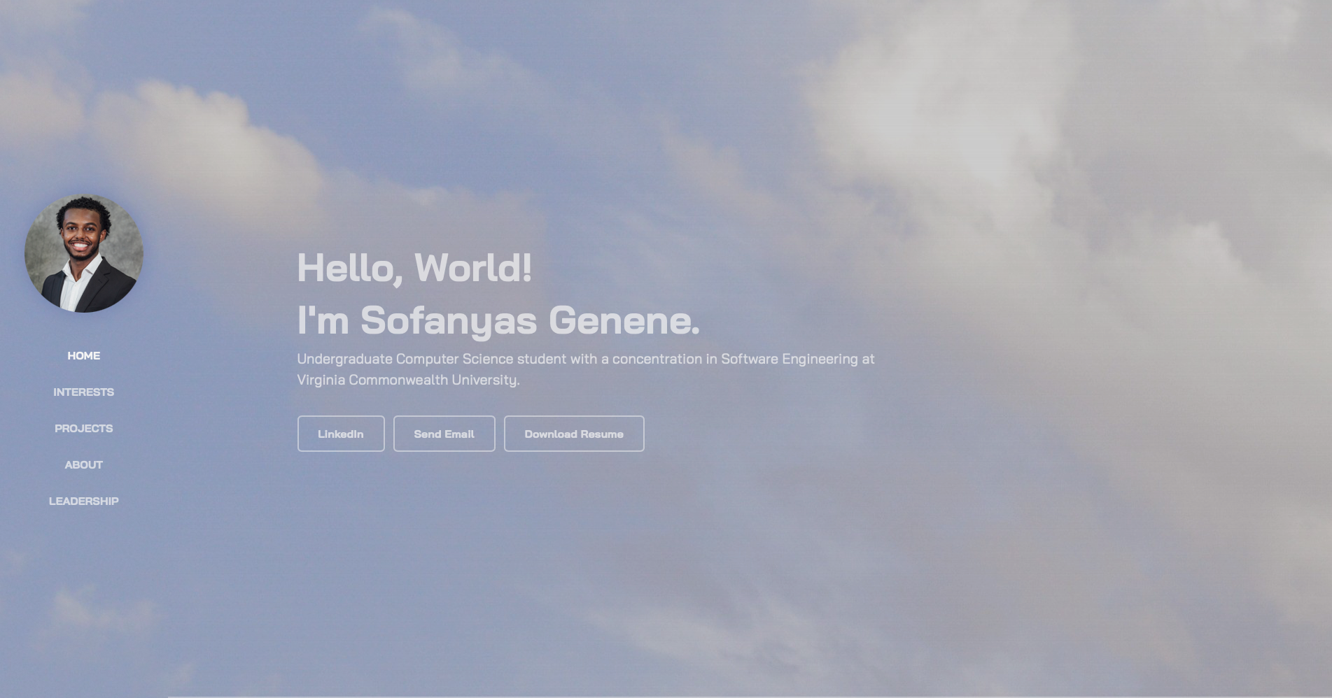 Screenshot of personal website project